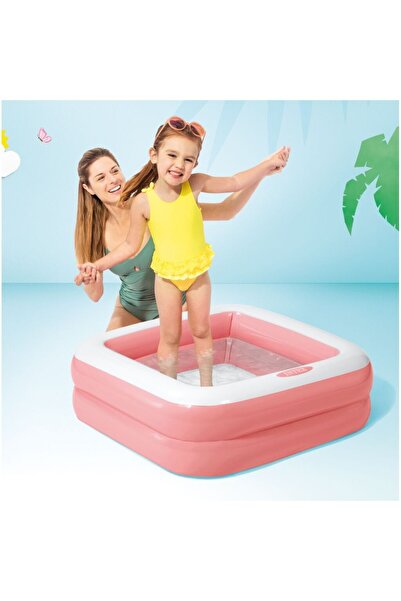 Intex Şişme Taban Mini Kare Havuz 86x86x25 cm-Pembe