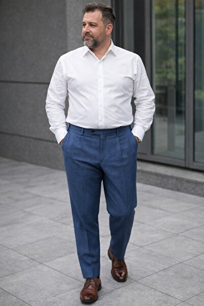 BABA PANT MEVSİMLİK, İNCE ,MAVİ TEK PİLELİ, RAHAT KALIP ,BABA KUMAŞ PANTOLONU
