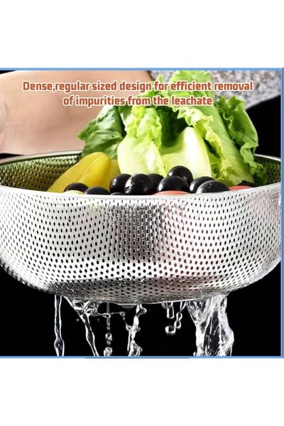 Senz Stainless Steel Fruit Vegetable Pasta Washing Strainer with Handle Large...