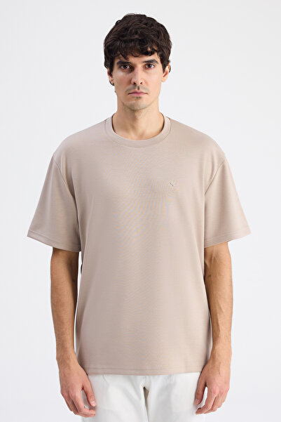 D'S Damat Μπλουζάκι Ds Damat Comfort σε μπεζ χρώμα με λαιμόκοψη ποδηλάτου