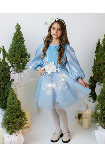 fustite cu luminite Rochie luminoasă albastră de primăvară - 7-9 ani (122-134...