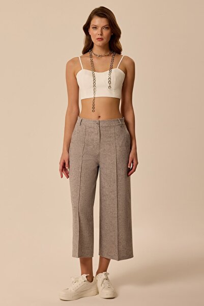 UPGRADE Nervürlü Culotte Pantolon Gri