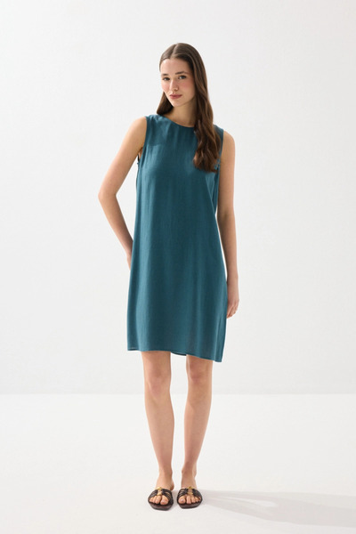 Gusto Linen Gilet Dress - Green