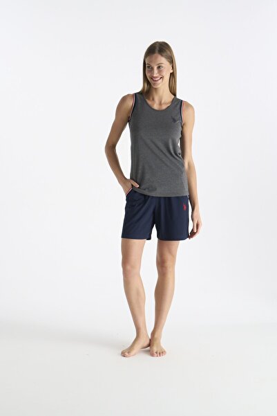 U.S. Polo Assn. 20205 Γυναικείο σετ σορτς από ανθρακί μελανζέ με μηδενικά μαν...