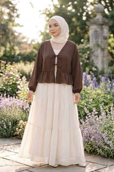 CNG MODA Πουκάμισο κιμονό με βολάν και δέσιμο μπροστά