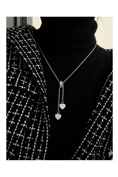 Shiklik Special Design Heart Detailed Dangle Women's Necklace (Color Options ...