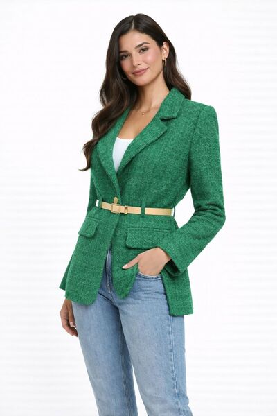 LE CARAMBOLE Γυναικείο μπουφάν με πράσινη ζώνη και λεπτομέρειες