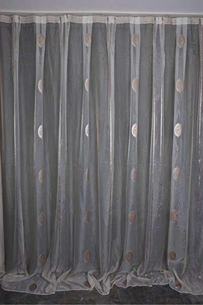 AKÇA TEKSTİL ORGANZA 1800 ΚΡΕΜ ΧΡΩΜΑ 5_3 Έτοιμη ραμμένη πλισέ κουρτίνα φόντου...