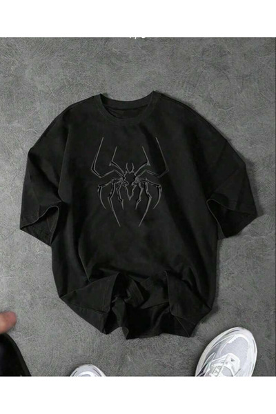 Oceanwear Spider Printed Short Sleeve Crew Neck Unisex Black Tshirt