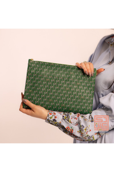Dakakeen Concept حافظة مايا إم آي باد - حقيبة جلدية خضراء فاخرة بتصميم عصري أ...
