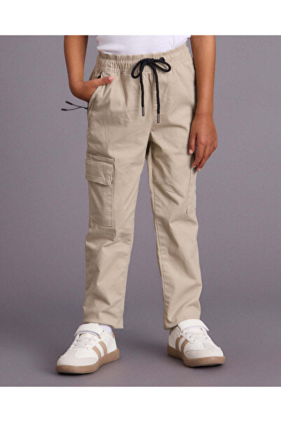 REDTAG Boys Beige Cargo Pants