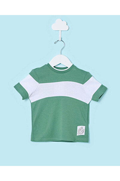 REDTAG Infant Boys Green Cut And Sew T-Shirt