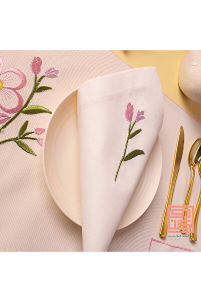 Dakakeen Concept Luxury Dining Set – Pink Floral 12-Piece Washable Placemat &...