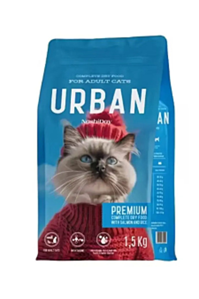 Urban NashiDay Premium Hrană uscată pentru pisici, Somon și Orez, 1.5 kg