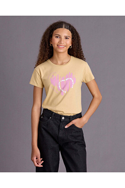 REDTAG Girls Beige Printed T-Shirt
