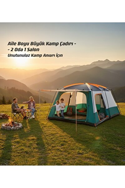 lstri Kamp Çadırı Geniş Aile Boyu Büyük Kamp Çadırı 2 Oda 1 Salon 420*305*200 cm
