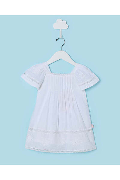 REDTAG Infant Girls White Cambric Dress