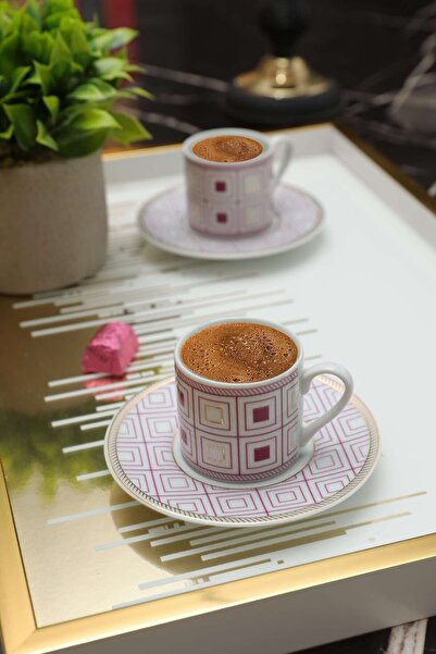 Kütahya Porselen Rüya 12 Parça 6 Kişilik Kahve Takımı 123984 Pembe