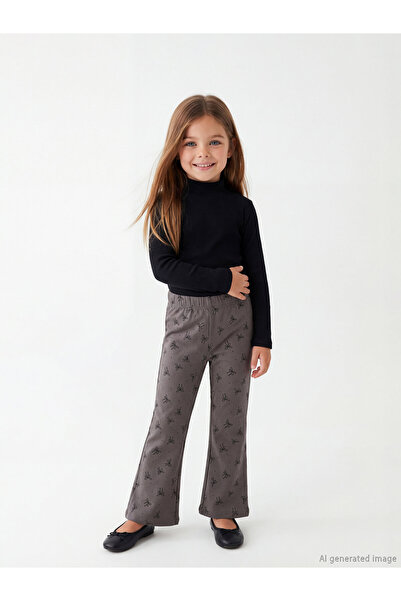LC Waikiki Elastic Waist Bow Printed Girls' Flare Leggings