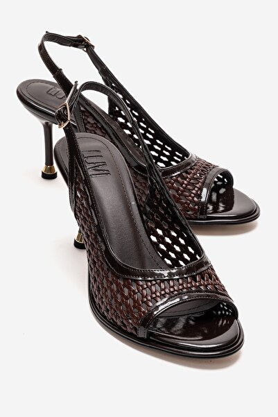 LuviShoes Γυναικεία παπούτσια με λεπτό τακούνι BONITO Brown Knitted