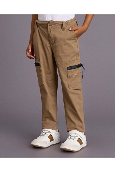REDTAG Boys Beige Cargo Trouser