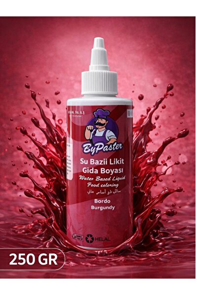 By Paster ByPaster Su Bazlı Likit Gıda Boyası 250 GR Bordo