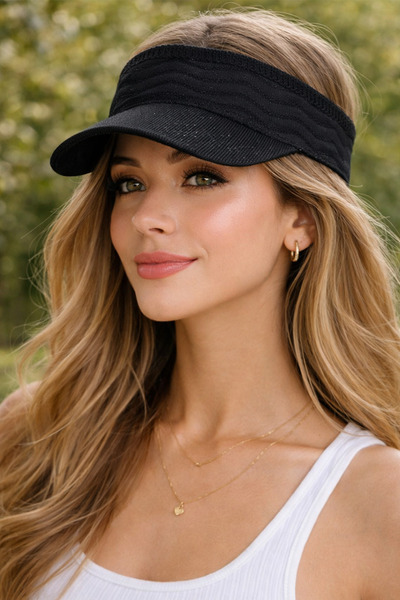 Modex Πλεκτό αντηλιακό καπέλο με γείσο και σχέδιο κυμάτων με γκλίτερ