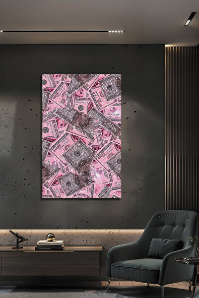 B&G DESIGN Işıltılı Pembe Dolar Tasarımlı Şık Yüksek Çözünürlüklü UV Baskı De...