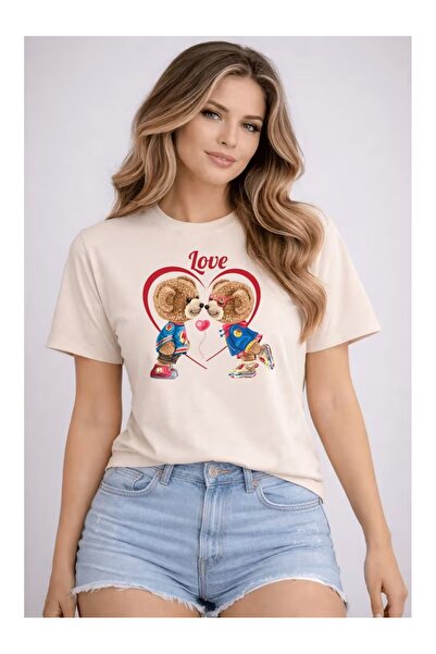 By Layina Γυναικείο Μπλουζάκι Oversize με Στάμπα LOVE KALP AYICIKLAR