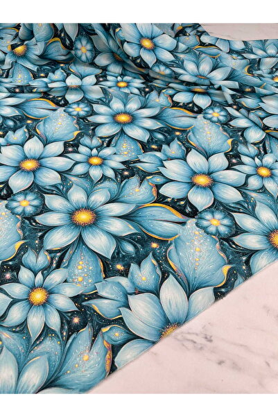 ipekkumaş قماش كريب بنمط زنبق السماء منتجنا يُباع بالقطعة، 1 قطعة = 1 متر