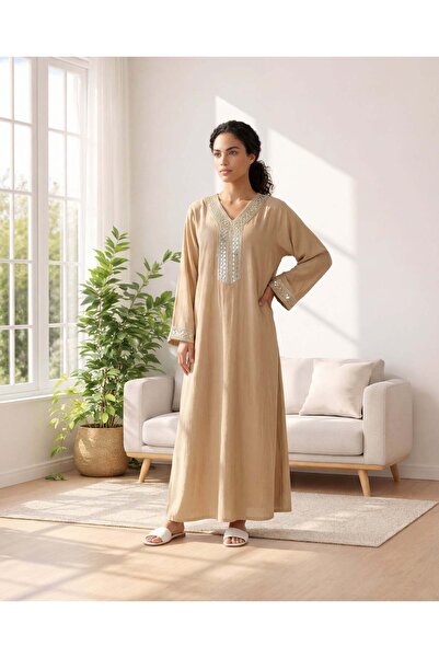 REDTAG جلابية نسائية بيج مع تطريز