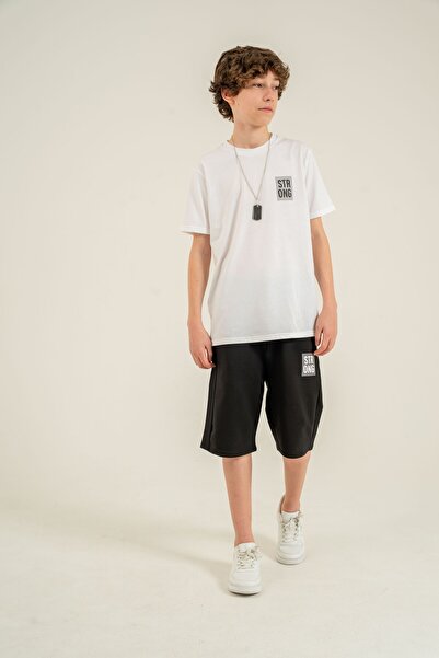 Mışıl Kids Σετ για αγόρια με σορτς και μπλουζάκι με έντονο τύπωμα και κρεμαστ...