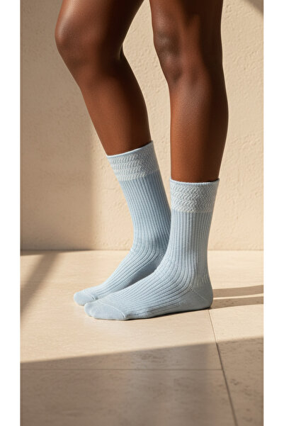 Katia&Bony Γυναικείες πλεκτές κάλτσες με σχέδια μπλε