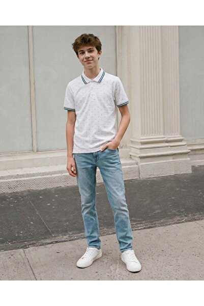 REDTAG Boys White Printed Polo T-shirt