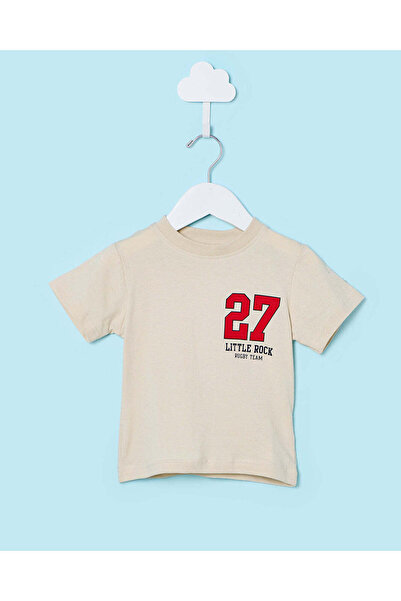 REDTAG Infant Boys Beige Printed T-Shirt