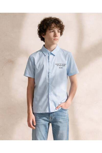 REDTAG Boys Blue Printed Shirt