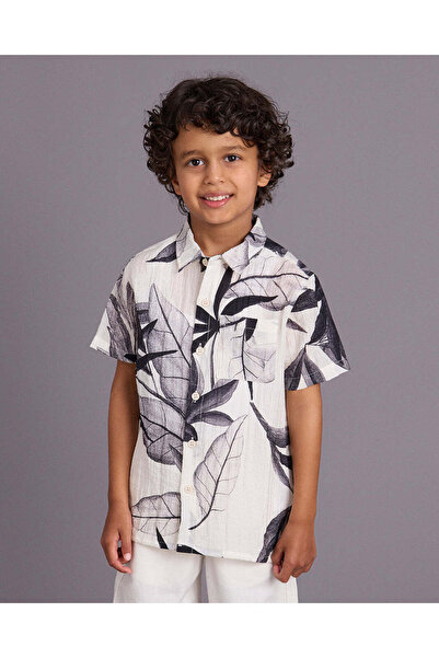 REDTAG Boys White Printed Shirt