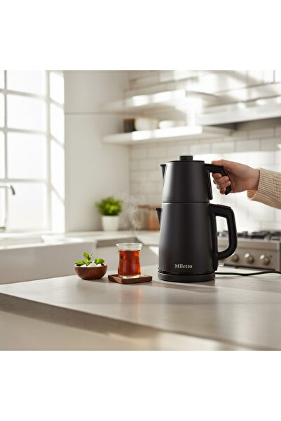 Miletto Black 2000W Automatic Tea Maker with Hidden Resistance 2.9 Lt - Mt20S