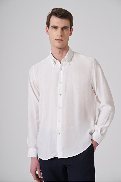 Morven Men's White Dynamic Fit Button-Down Collar Shirt Modal