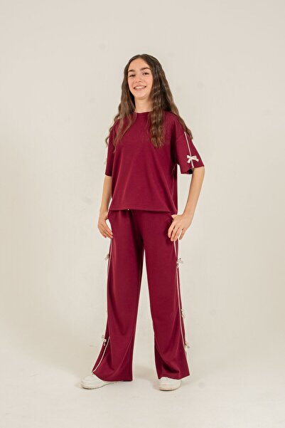 Mışıl Kids Σετ φόρμας για κορίτσια με φιόγκο στο επάνω μέρος και φιόγκο στο κ...