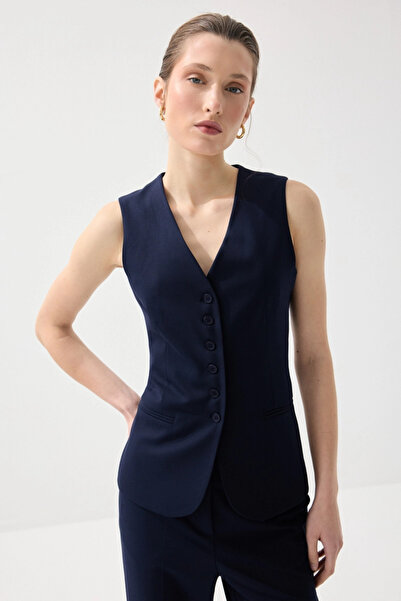 Gusto Classic Buttoned Vest - Navy Blue