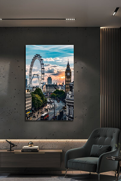 B&G DESIGN Panoramă modernă a orașului Londra, tablou decorativ elegant din s...