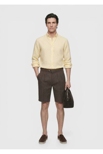 Ramsey Ανοιχτό κίτρινο, ίσιο, κανονικής εφαρμογής, μακρύ, υφαντό, casual πουκ...