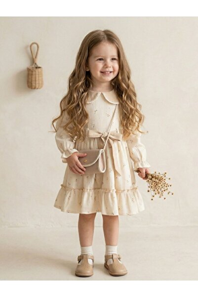 Cherrys Bebek Βρεφικό φόρεμα με γιακά από βαμβακερό ύφασμα για κορίτσια