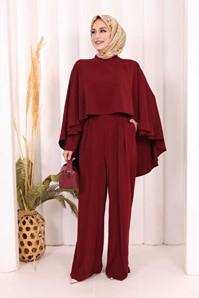 Bym Fashion Pelerinli Tulum 8022 Bordo