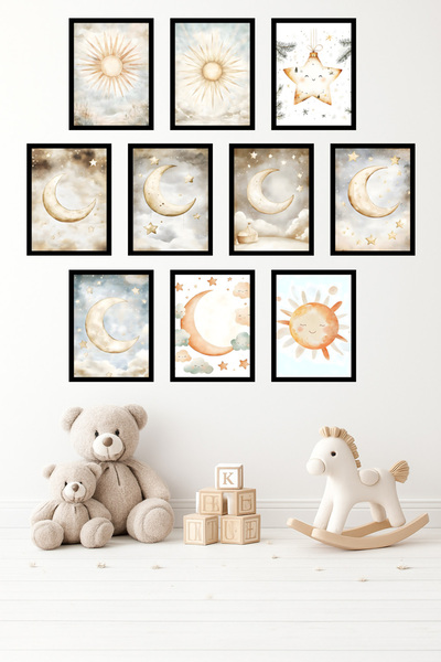 UNT Σετ ζωγραφικής για παιδικό δωμάτιο με 10 πίνακες με θέμα το διάστημα, αστ...