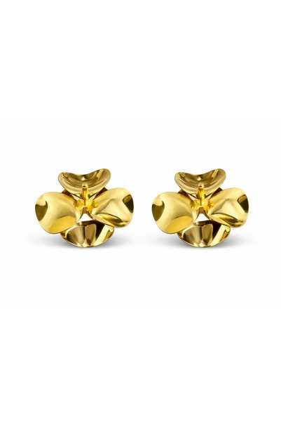 Kmod Life Flower Patterned Gold Color Earrings