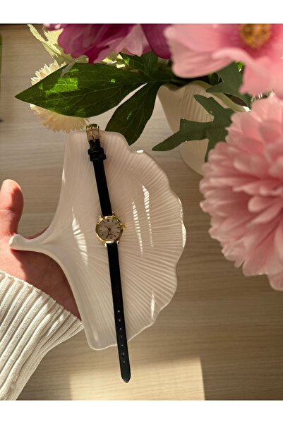 rubsey Retro Minimal Leather Cord Vintage Women Wristwatch Black