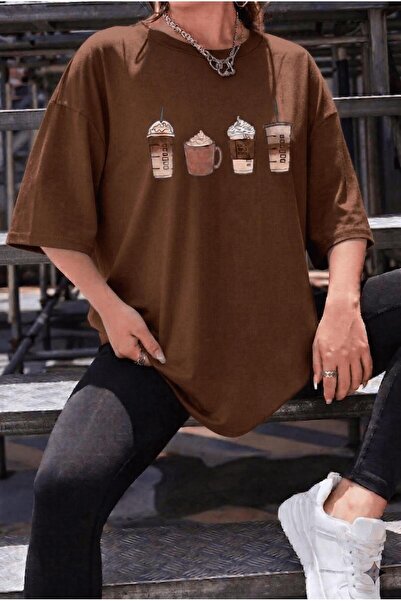 Oksit Μπλουζάκι Unisex Oversize με στάμπα Coffee Lover - Διαθέσιμο σε μεγάλα ...