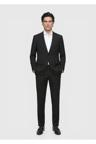 Ramsey Black Striped Zeroweight Slim Fit 100% Wool Suit